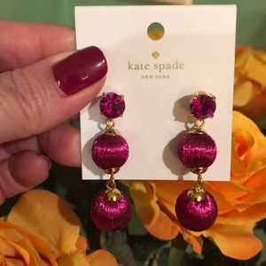 Kate Spade Fuschia Gem Stud Ball Drop Earrings 💋